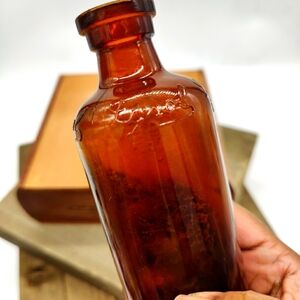 Vintage Lysol Glass Amber-Colored Apothecary Bottle